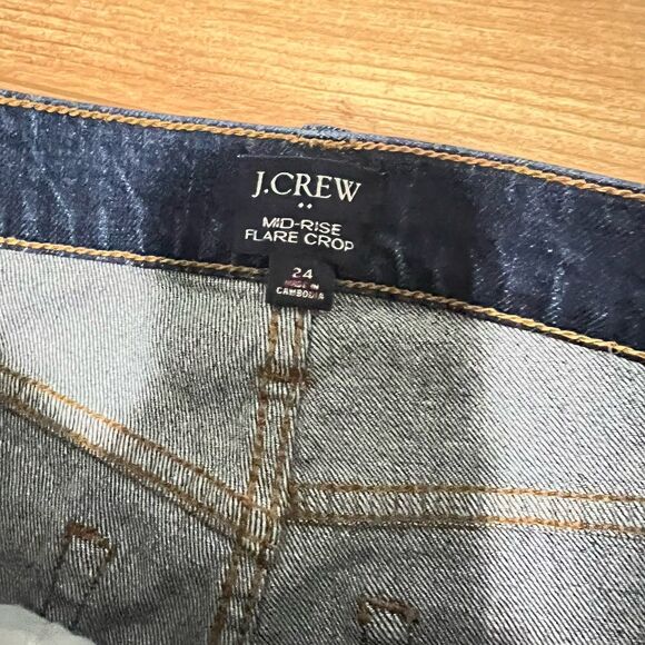 J Crew Jeans Size 24 Mid Rise Flare Crop Button Fly All Day Stretch Casual Denim - Picture 4 of 8
